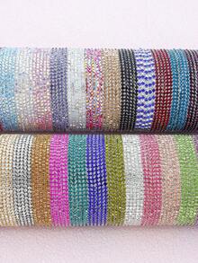 20/50 件随机颜色弹性水晶手镯，适合节日派对、女孩生日礼物和最好的朋友