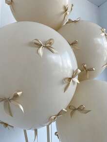 10/92/102pcs Ivory Latex Balloons With Gold Bow Decor, Essential For Party Decoration, Suitable For Birthday Party, Wedding, Photography Props, Christmas, New Year And More - Gold - View 2