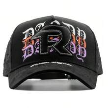 Gorra Los Angeles Dandy CLub, Gorra X Fuerza Regida Distressed Premium Hats Moda Negra The Dandy Hats. Flamas - Negro - Ver 2