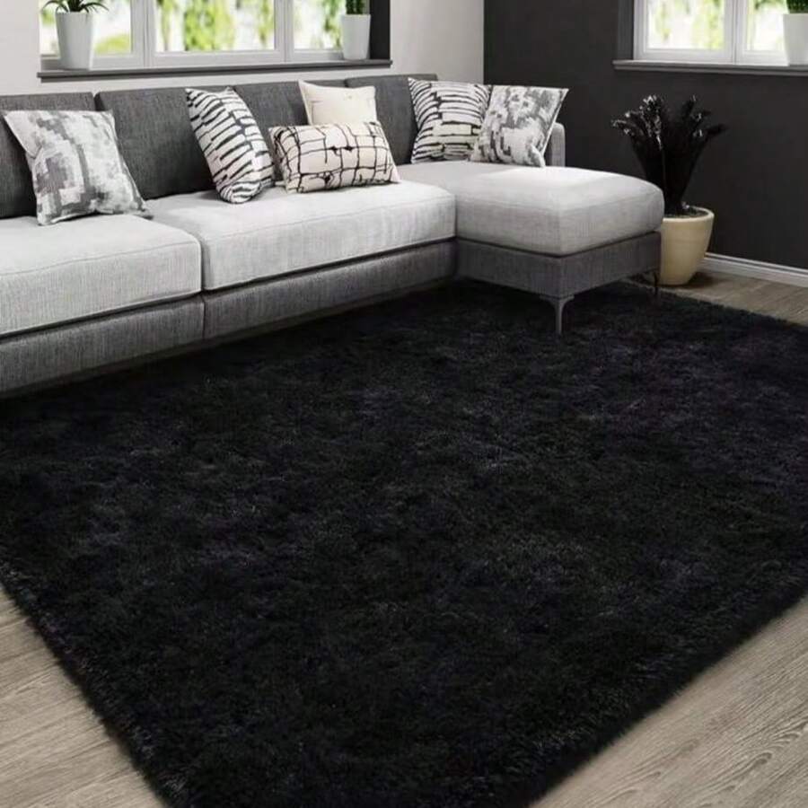 Multi-Colored Plush Rugs. Softness And Style For Your Home. Size 150 - Black - View 1