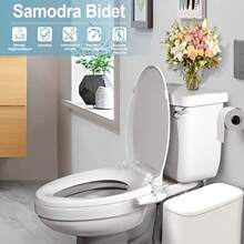 SAMODRA Bidet Attachment For Toilet UltraSlim NonElectric Bidet Insert For Toilet Left Adjustable Water Pressure Left Operation Dual Nozzles Butt Shower
