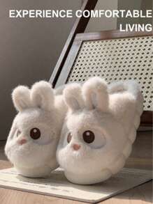 Nouvelles pantoufles intérieures douces, chaudes et antidérapantes en peluche mignonne de lapin de dessin animé pour femmes, automne/hiver