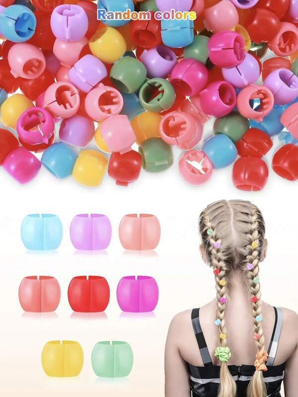 120 Pcs Mini Claw Hair Clips, Summer Rainbow Small Hair Claw Clips, Colorful Hair Bead Clips, Tiny Plastic Hair Braid Clips Hair Accessories For Girls Kids