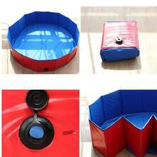 1件装可折叠PVC宠物浴缸 | 加厚材质+圆形设计+排水孔 | 适用于洗澡/戏水/临时猫砂盆