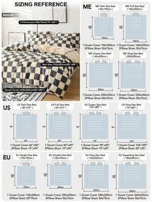 3pcs Checkerboard Pattern Duvet Cover Set (1 Duvet Cover And 2 Pillow Shams), Soft And Skin-Friendly, Suitable For All Seasons - Multicolor - View 3