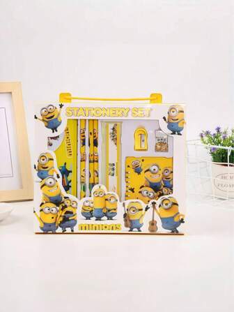 Minions 8-Piece Cute Minions Children's Stationery Set Gift Box Kindergarten Prize Elementary School Student Learning Supplies Stationery Gift Pack