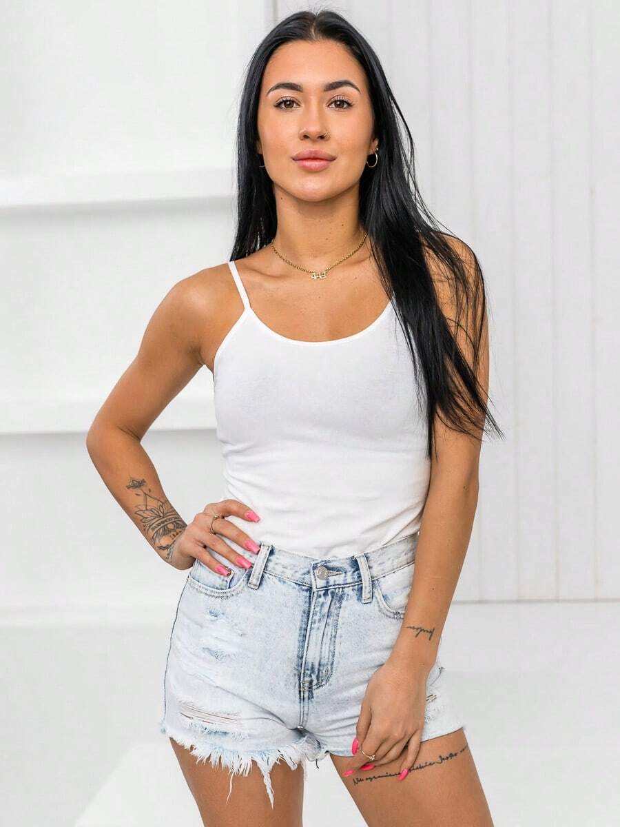 Women T-shirt Prosty Casual Śliczny Niewykończone brzegi - 白色 - 查看 1