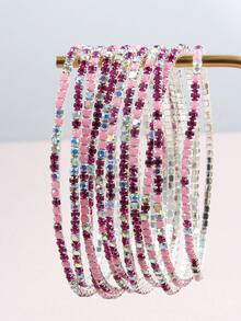 20/50 件随机颜色弹性水晶手镯，适合节日派对、女孩生日礼物和最好的朋友