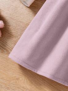 Girls' Cute Polka Dot Patchwork Rabbit Ear Bow Ruffle Collar Long Sleeve Dress, Autumn/Winter New Arrival