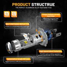 HYNBYZJ 2 件 H7 H4 LED 汽车灯 LED 投影镜头汽车灯泡 H11 汽车大灯涡轮雾灯 9005 HB3 9006 HB4 汽车配件