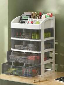 Transparente Kunststoff Mehretagenaufbewahrungsbox - Parfüm, Pflegeprodukte, Make-up Pinsel und Bad-Utensilien Desktop Aufbewahrungsbox, staubdicht Schminktisch und Schreibtisch Organizer, modernes ästhetisches Design, einfacher Stil, stabiles Material