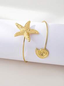 1pc Minimalist Fashion Versatile Ocean Style Starfish Armband - Yellow Gold - View 3