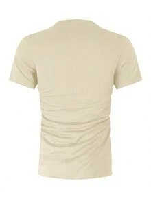 GRDR Men's Fashionable Solid Color Basic Short Sleeve Casual T-Shirt - Apricot - View 2