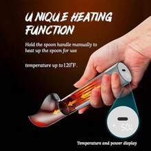 Heated Rechargeable Ice Cream Scoop Electric Scooper For Hard Ice Cream Self Warming Spoon Max To 158with LED Display Rechargeable Battery RustProof Metal Easy To Clean - White - View 5