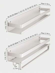 Kitchen Storage Rack, Wall Mounted For Kitchen, Bathroom, Balcony, Suitable For Kitchen, Bathroom, Toilet, Balcony, Made Of Aluminum Alloy, Sturdy And Durable, Anti-Moisture And Rust, Bottle And Can Storage Rack, Space Saving, Two Installation Methods, No Drill Required
