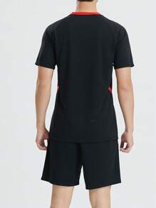 Men's Sports Referee Jersey, For Football, Badminton, Table Tennis Etc. Sports Training, Running, Breathable Sportwear With Pockets Short Sleeve T-Shirt