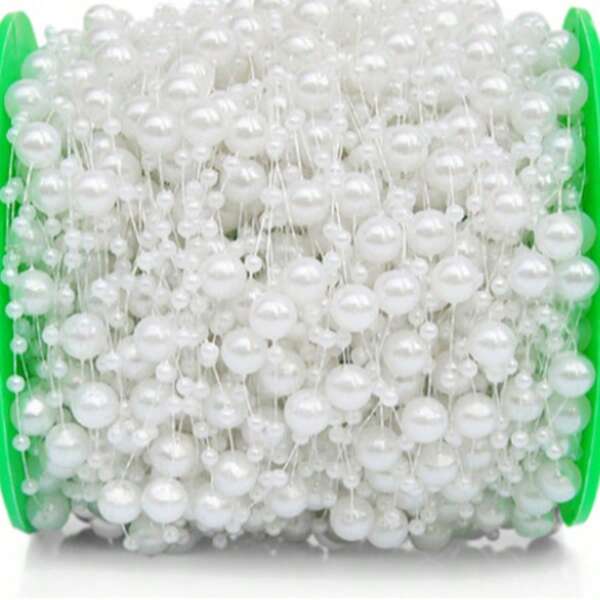 Cadena de cuentas con forma de estrella de 118 pulgadas/300 cm - 8+3 perlas - Accesorio decorativo para ramos de boda, manualidades de joyería DIY