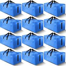 Local Delivery 8 Pack Large Heavy Duty Moving Storage Totes With Zippers And Carrying Handles - Water-Resistant, Foldable For Space Saving, Alternative To Moving Boxes (Semi-Transparent) - Sky Blue - View 9