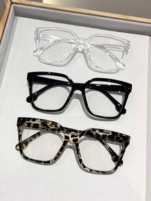 3 副女士豹纹休闲 PC（聚碳酸酯）透明眼镜套装，适合所有季节 - 彩色 - 查看 2