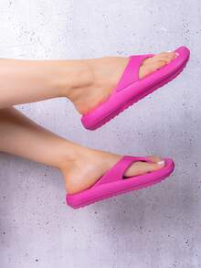 1par   Playa    Elegante  Y2K  Básico    EVA    sandalia - Rosa Fucsia - Ver 3