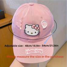 Sanrio 1pc Sanrio New Summer Cat Adjustable Baseball Cap - Breathable Polyester Fiber, Four Season Cat Sun Hat Baseball Cap, Y2k Style Baseball Cap - Ideal Choice For Valentine's Day, Birthdays, And Party Gifts