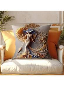 1 件/2 件花卉浮雕枕套，2D 单面印花，信封封口，18x18 英寸，适合感恩节、圣诞节、结婚纪念日、新年礼物、生日礼物、情侣礼物，非常适合家居装饰靠垫套、汽车、沙发、卧室 - 彩色 - 查看 7