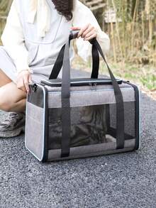 大容量手提包、便携式狗狗透气背包、可折叠猫咪旅行单肩宠物包、车载宠物包、适用于中型猫咪和体重不超过 6 公斤的小型犬的软边猫咪包、宠物包、旅行犬包、宠物手提袋、宠物包背包 - 彩色 - 查看 2