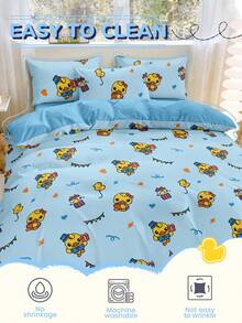 2/3 件 LT DUCK 羽绒被套套装，小黄鸭床上用品套装，亲肤被套套装，卡通风格被套套装，柔软舒适的卧室床上用品套装，带拉链封口角带，透气、轻盈、光滑，适合所有季节，适用于单人床/大号床/特大号床，1 件羽绒被套和 2/1 件枕套，完美的节日礼物，秋季装饰，秋季装饰，房间装饰 - 彩色 - 查看 7