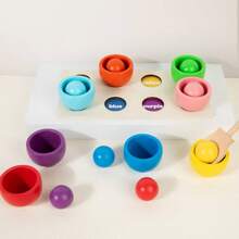 Nuovo prodotto lanciato: giocattolo Montessori per l'educazione precoce del bambino, con molletta a sfera, corrispondenza cromatica a molletta, gioco educativo per bambini con puzzle di classificazione cromatica, esercizio di movimenti fini delle mani del bambino, coordinazione mano-occhio, puzzle in legno, interazione genitore-figlio