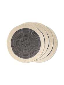 1pc/4pcs/6pcs 15 Inch Round Woven Fringe Placemats, Washable Non-Slip Heat-Resistant Table Mats, Suitable For Home, Dining Table Decor, Spring, Outdoor, Holidays, Parties, Gifts