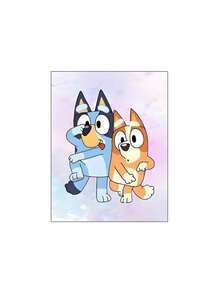Bluey 1 قطعة لوحة فنية كرتونية جميلة لشخصية بلوي لديكور جدران غرفة النوم، لوحة قماشية بدون إطار، فن جداري شخصي لغرفة المعيشة وغرفة النوم والحمام والمكتب والممر والمطبخ، لوحة مطبوعة هدية مثالية