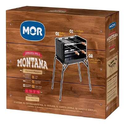 Churrasqueira Montana Portátil Com Grelha + 3 Espetos Mor