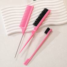 喷壶梳套装造型梳套装，3 件光滑后梳套装，含 1 件边缘刷，1 件发刷，1 件鼠尾梳，顺滑头发的梳理刷，发型设计套装，美发工具套装，学校用品，发饰