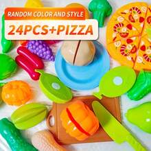 25 件豪华厨房玩具套装 - 逼真的水果、蔬菜和披萨玩具 - 有趣的角色扮演道具 - 完美的节日创意礼物