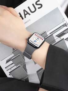 1pc Unisex Litchi Texture Silicone Magnetic Watch Band, Compatible With Apple Watch 42mm, 38mm, 40mm, 41mm, 44mm, 45mm, 46mm, 49mm, Fashionable Smart Watch Replacement Strap For Series Ultra2, Ultra SE2, SE 11, 10, 9, 8, 7, 6, 5, 4, 3, 2, 1