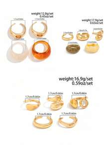 5pcs/Set Vintage Simple Minimalist Thick Chunky Round Design Open Ring Set, Asymmetrical Fashionable Unique Finger Rings, Suitable For Women Daily Commute, Holiday Gifts, Party Decoration Charming Jewelry Set