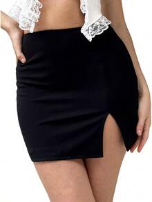 Women's High Waist Split Hem Bodycon Pencil Skirts, Styles - 白色 - 查看 8