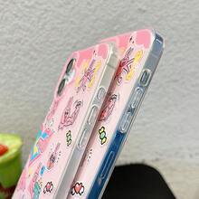 Funda de teléfono con diseño divertido de conejo rosa compatible para iPhone 15 16 Pro Max/14 Pro/11/12 Pro/13 Pro, con función de protección contra caídas