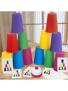 The Colorful Multi-Color Stacking Cup Set Features A Fun And Practical Style, Smooth And Burr-Free Material, And A Combination Of Multi-Color Stacking Cup Shapes. The Details Are Adapted To The Quick Stacking Operation (Helping To Improve Thinking And Reaction). It Combines Children's Intelligence Development, Logical Thinking Training - Multicolor - View 3