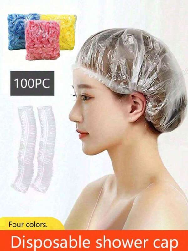 10/50/100pcs/Set Disposable Shower Cap, Waterproof & Oil-Proof Women Bathing Head Cover, Home Hair Care, Hair Mask, Hair Dye, Plastic Hair Cap, Plus Size & Thick,Back To School,Travel Holiday Essentials,Hair Accessories For Women