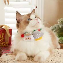 5pcs/Set Cute Pet Christmas Collar, Christmas Tree, Santa Claus, Reindeer Pom Pom Dog Necklace, Cat Collar, Holiday Decoration