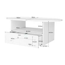 Coffee Table With Drawers, Open Compartment, Modern Sofa Table, Cloud Table, Living Room Table, Coffee Table For Living Room, Office, 100 X 60 X 40.5 Cm, White - 白色 - 查看 12