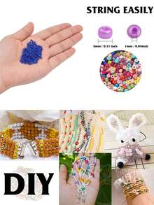 12色3600颗玻璃珠首饰制作套装，DIY友谊手链、项链、钥匙扣工艺品材料
