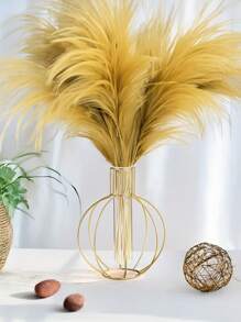 1 Stück moderne industrielle Metallvase mit goldenem geometrischen Maschenunterteil, nordischer minimalistischer Wohndekoration für Wohnzimmer/Hochzeit/Büro, rustikale Tischdekoration als Geschenk für Weihnachten, Einweihungsparty, Raumdekoration, Blumenvase, Glasvase