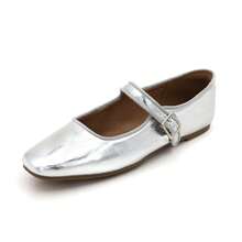 Mary Jane Flat Shoes Round Toe Ballet Flats For Women Dressy Fabric Business Flats Comfortable Classic Strap Flats For Office JUJU-1 - Bạc - Xem 1