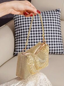 Glitter Rhinestone Decorated Handbag, Ladies Party Clutch Bag For Holding Phone, Lipstick, Perfect For Formal Events