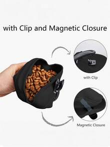 1 件硅胶宠物零食袋，便携式夹式训练容器，带磁性封口和皮带夹