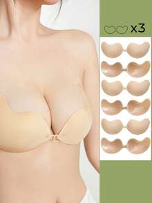 1/2/4 件粘性硅胶露背聚拢文胸，可重复使用，前扣式文胸，丰胸 - 透气亲肤罩杯，适合 A-D 罩杯，深 V 露背连衣裙 - 彩色 - 查看 43