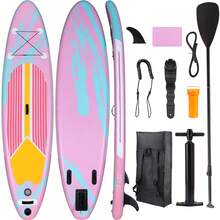 Stand Up Paddling Board 305cm Adults Inflatable Stand Up Paddle With All Accessories, For All Skill Levels, 200kg Load Capacity For 2 People - 粉色 - 查看 1