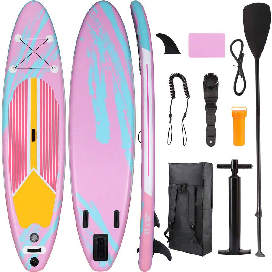Stand Up Paddling Board 305cm Adults Inflatable Stand Up Paddle With All Accessories, For All Skill Levels, 200kg Load Capacity For 2 People - 粉色 - 查看 1